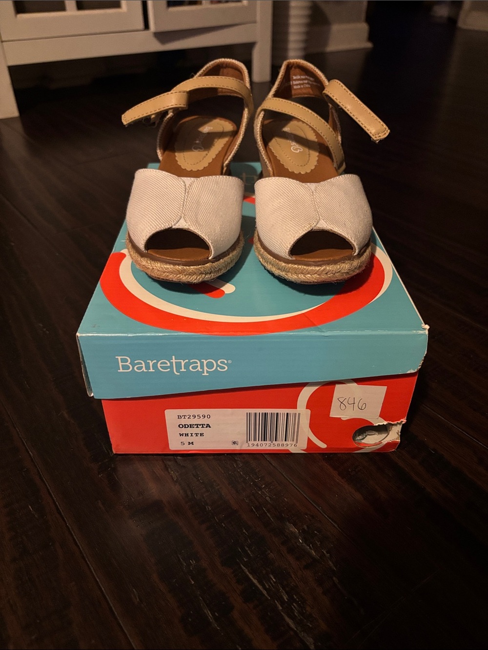 BareTraps Odetta Cream and Tan Espadrille Wedge Sandals